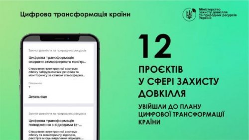 У плані цифрової трансформації країни передбачено 12 проєктів у сфері захисту довкілля