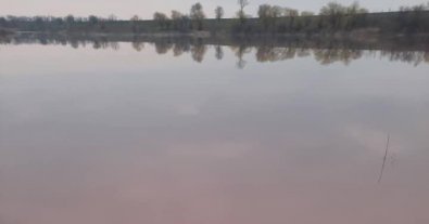 Фото – Ставок біля Дніпра став червоним через кров тварин