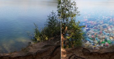 Фото – У мережі показали, якими стануть українські озера та каньйони, якщо кількість сміття зростатиме. Фото