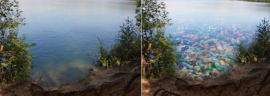 У мережі показали, якими стануть українські озера та каньйони, якщо кількість сміття зростатиме. Фото