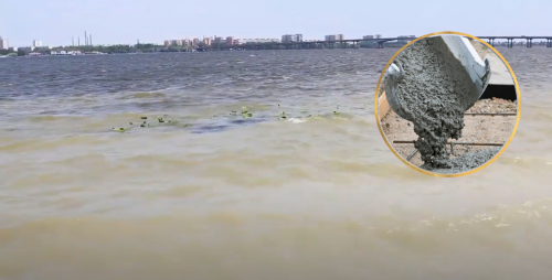 В Днепре иностранная компания "зацементировала" главную украинскую реку. Видео