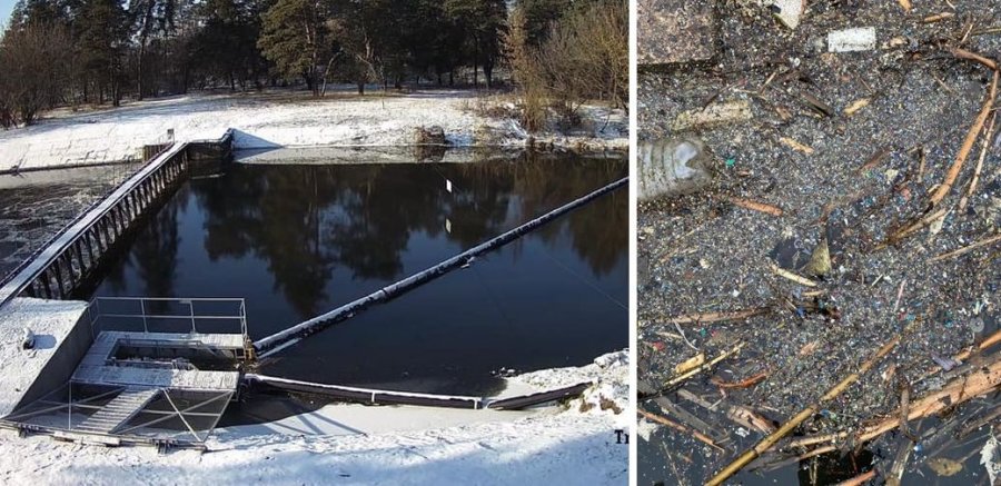 В Харькове сбрасывают пластиковые отходы в реку Уды. Видео