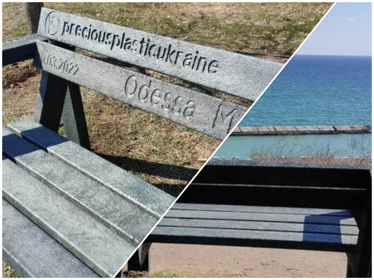 Фото – В Одессе пластик, который не перерабатывается, превратили в скамью для отдыха. Фото