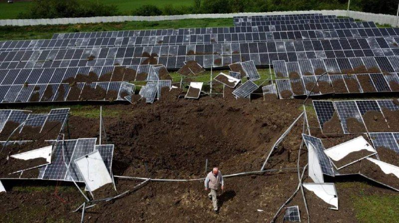 Russians destroyed a solar power plant near Kharkiv. Photo and video