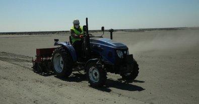 Photo – Specialists of the Inhulets GOK are creating a green "shield" on the territory of the tailings pond