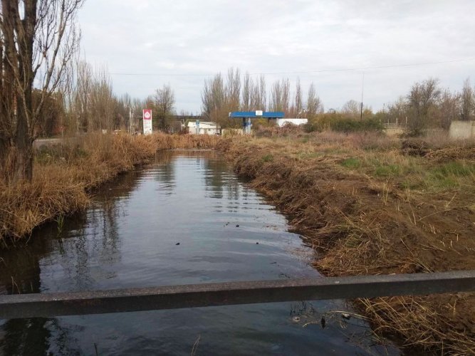 The Kuyalnytsia ditch became bright red in Odessa region. Photo