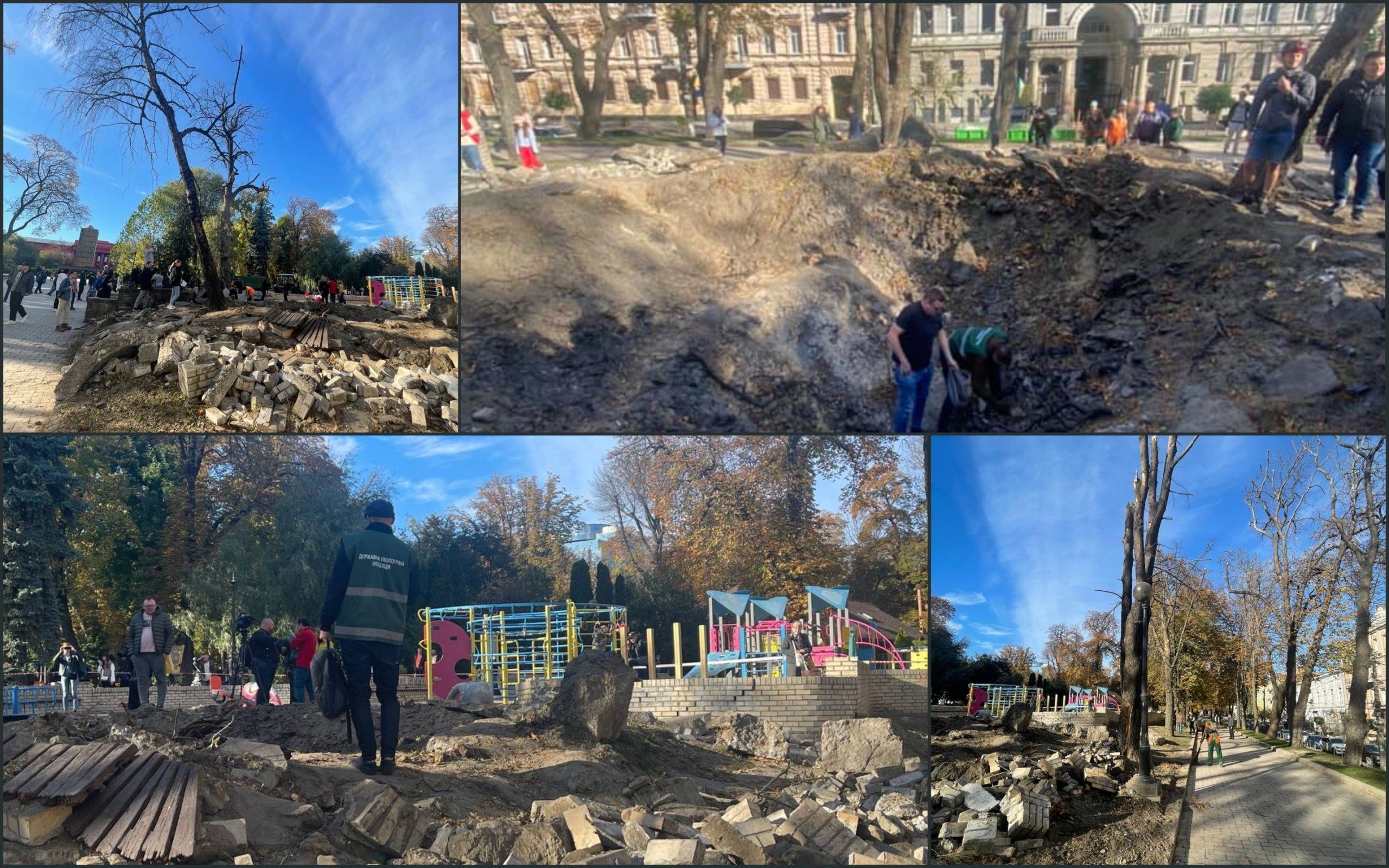 Фото – В Киеве ракетный удар по парку им. Шевченко нанес ущерб более чем на 2 млн грн. Фото