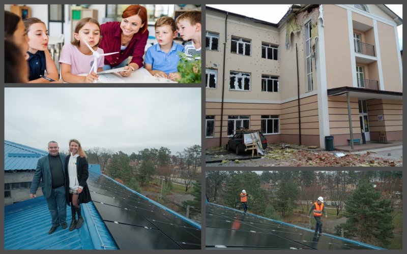 A school damaged by shelling was equipped with solar panels