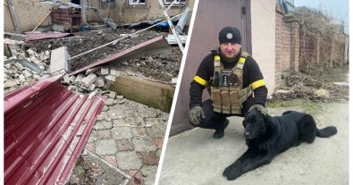 Photo – Kherson police officers rescued a dog abandoned in the ruins of the war