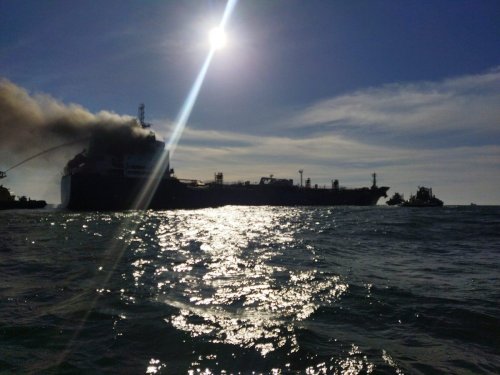 A tanker with diesel fuel caught fire near Portugal