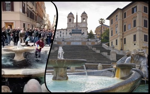 В Риме экоактивисты залили исторический фонтан чёрной жидкостью. Видео