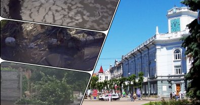 Фото – У Житомирі нечистоти з каналізації залили вулицю та річку Тетерів