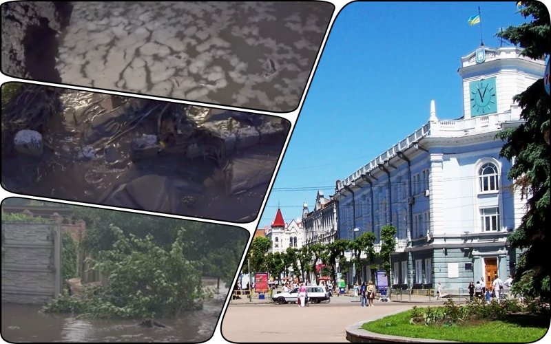 В Житомире нечистоты из канализации залили улицу и реку Тетерев