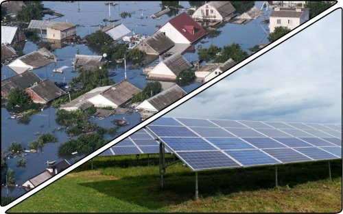 Two solar power plants were flooded in Mykolaiv region