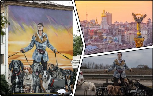 A mural with a heroic zoo volunteer who saved sick dogs from Irpen appeared in Kyiv