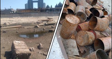 Photo – Dozens of rusty barrels were removed from the bottom of the shallow Dnieper in Zaporizhzhia. Photo