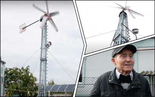 В Днепре пенсионер-изобретатель собрал солнечную и ветровую электростанцию