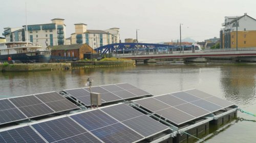The first floating solar power plant was launched in Great Britain