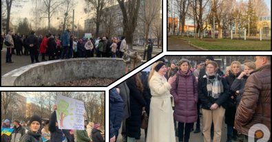 Фото – У Рівному на місці парку хочуть влаштувати стоянку для дизельних маршруток: люди виступили проти