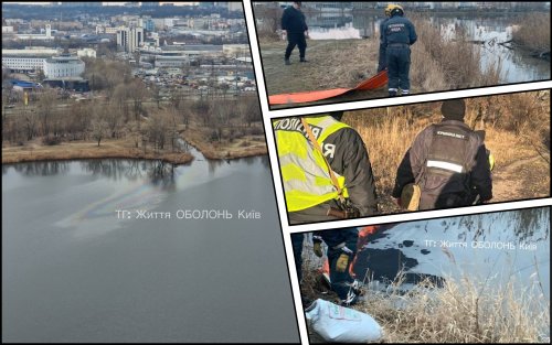 A huge amount of oil was poured into the lake in Kyiv. Photo.