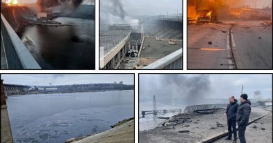 Фото – В результате обстрела ДнепроГЭСа в реку попали нефтепродукты. Фото