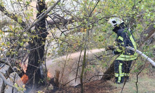 A large-scale fire broke out on the island of Khortytsia