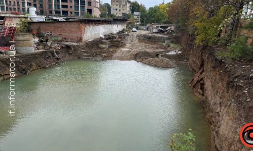 Near a lake in Ivano-Frankivsk, a pit collapse pulls down centuries-old trees