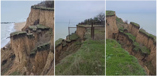 A village near Odessa is sliding into the sea. There are no coastal defenses.